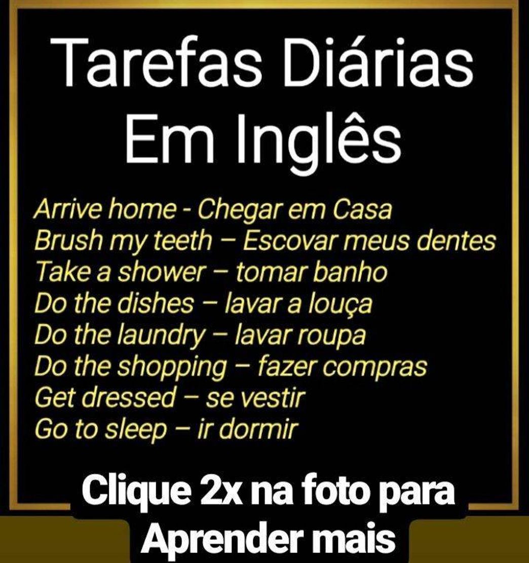 Moda Tarefas diárias em inglês