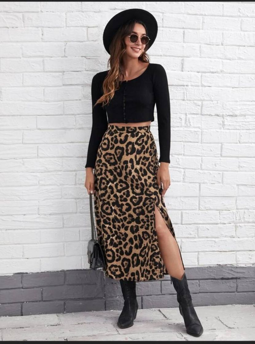 Fashion Saia Midi animal print