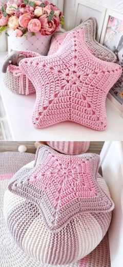 Idéias para crochê de travesseiro em formato de estrela
