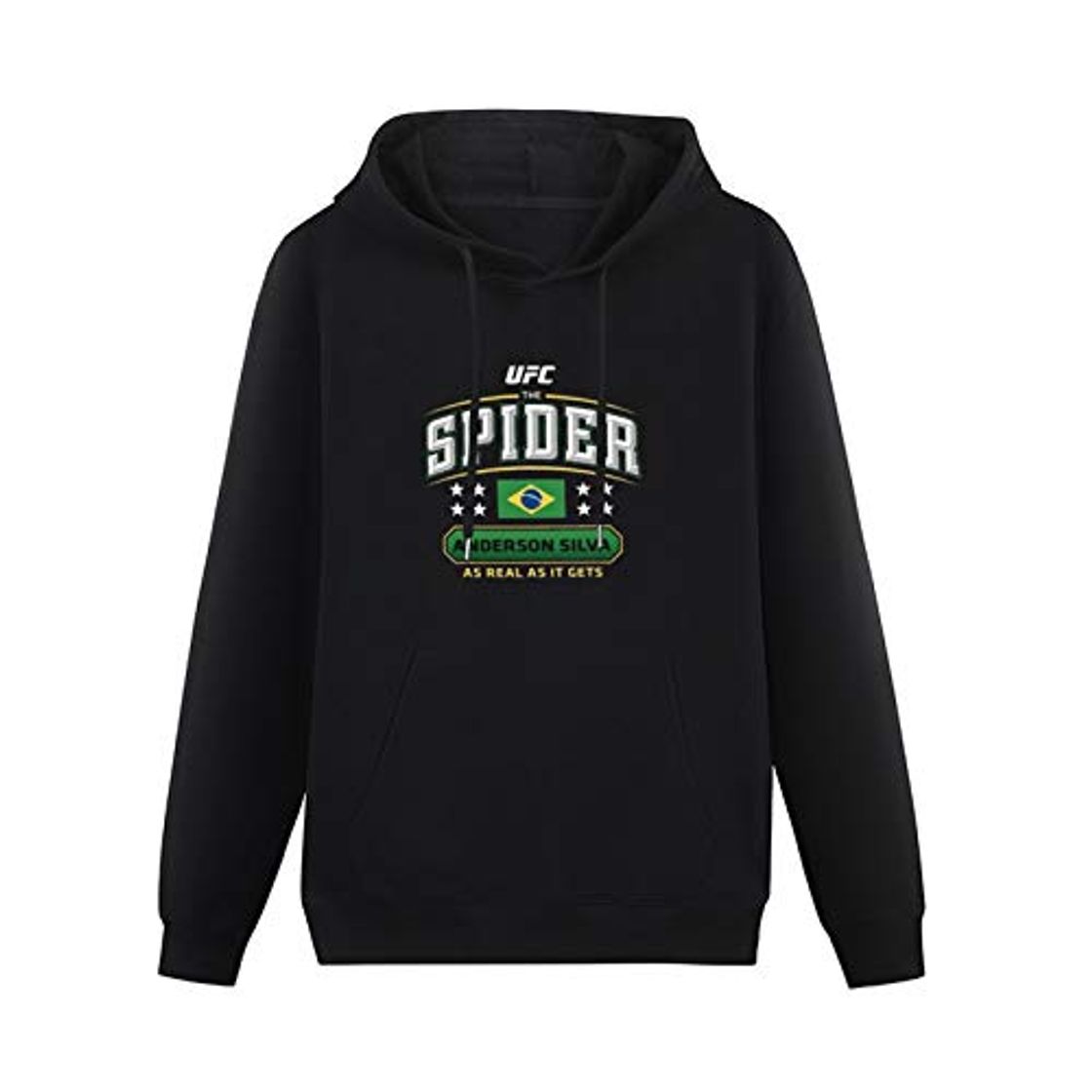 Moda Mens Spider Anderson Silva Proud Fighter Hoodies Long Sleeve Pullover Loose Hoody Sweatershirt Black XL