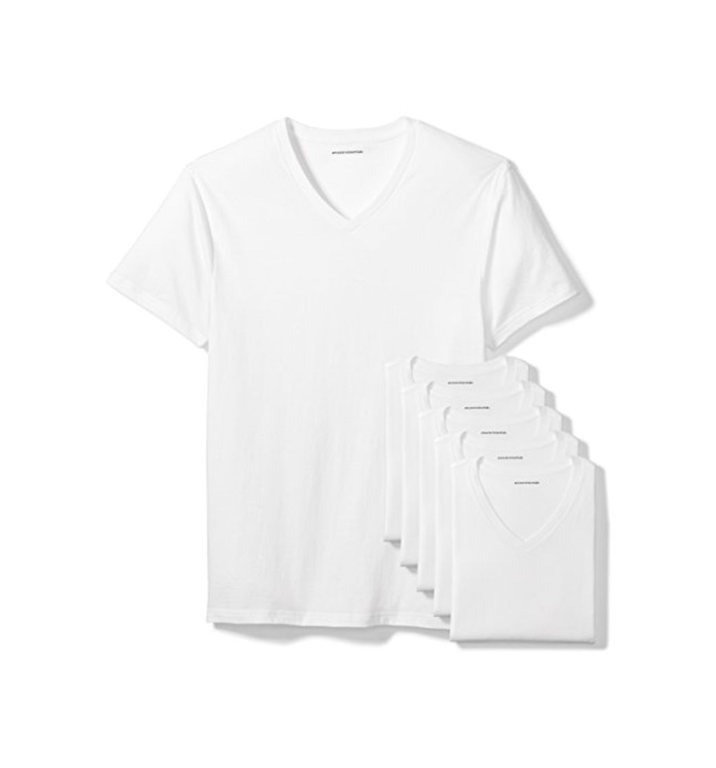 Moda Amazon Essentials 6-Pack V-Neck Undershirts Camisa, Blanco