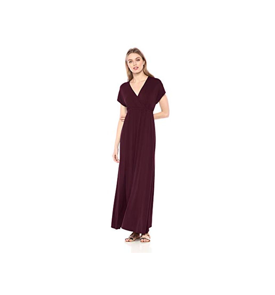 Moda Amazon Essentials - Vestido maxi de sobrepelliz para mujer, Burgundy, US S