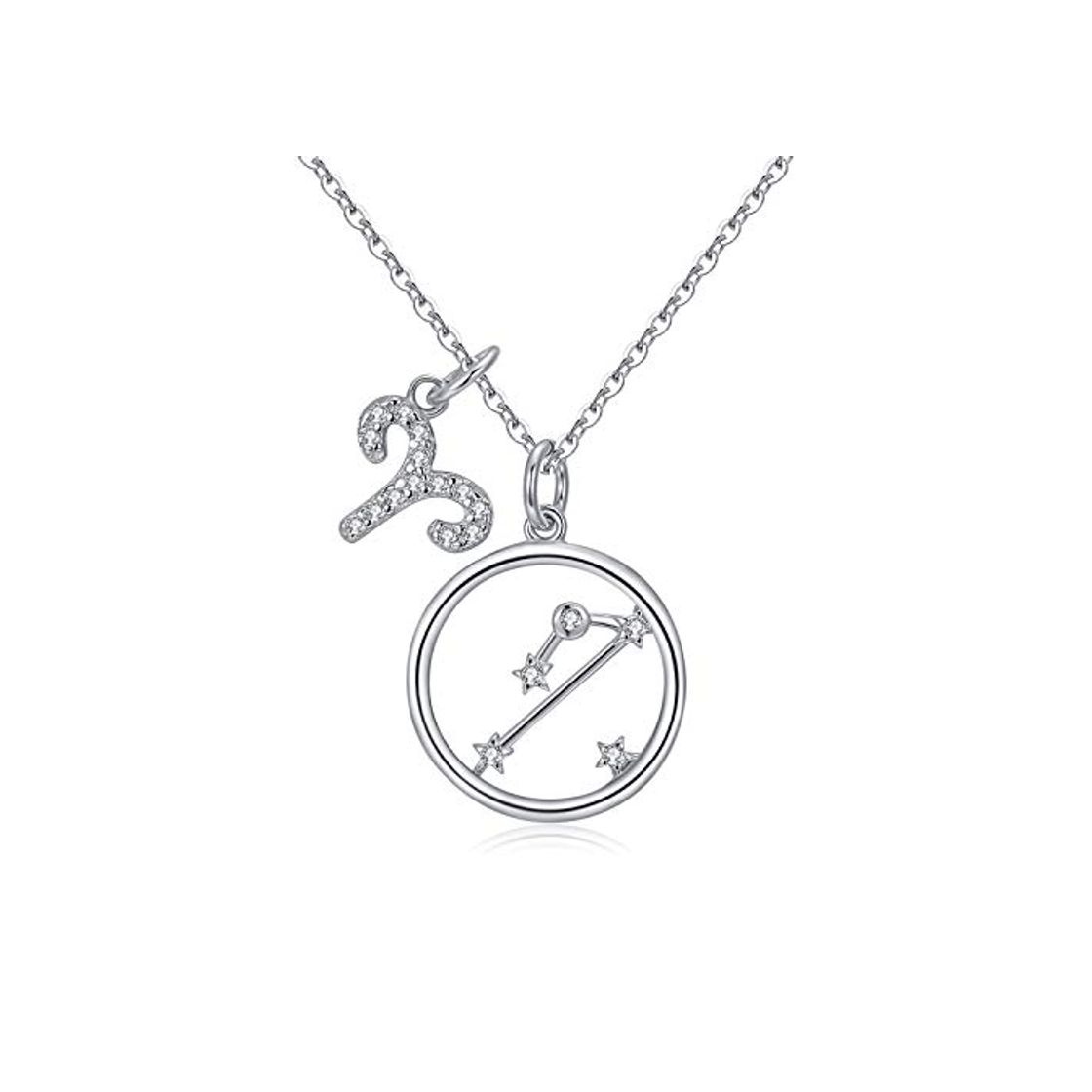 Producto Qings Collar Plata Mujer Zodíaco Aries BFF Amigas Amistad Collares Símbolos del Astrología Colgante Horóscopo Navidad Regalo para Mujer Niña Fiesta