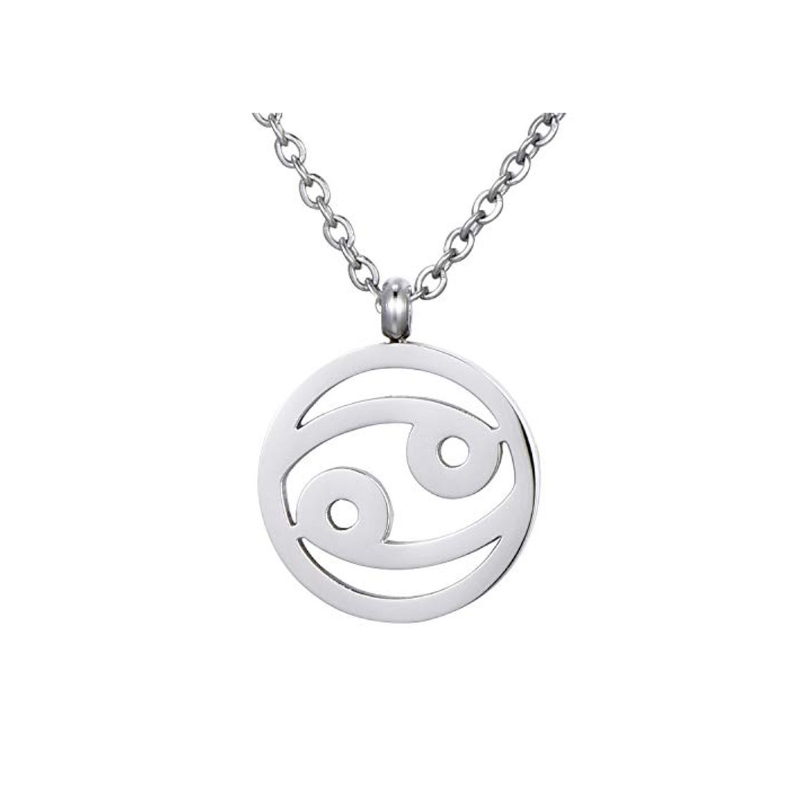 Social Morella Collar Acero Inoxidable Plata con Colgante Signo del Zodiaco Cáncer en Bolsa de Terciopelo