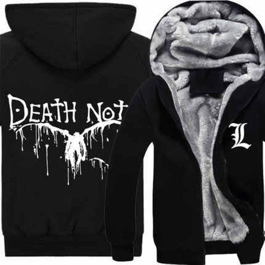 Death Note Hoodies Sudadera con Capucha de Lana para Hombre 2020 Jerseys de Lana de Invierno Ropa de Hip Hop Manga Completa Negro Moletom Masculino