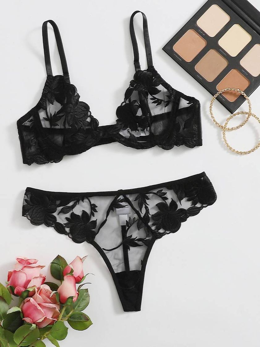 Moda Lingerie transparente floral