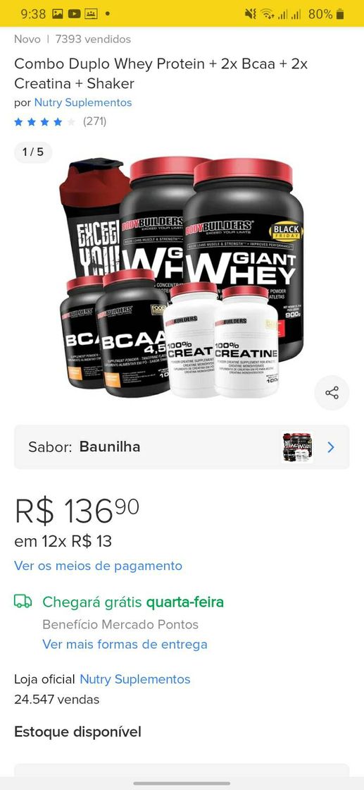 Moda Combo suplementar 2× whey protein 900g + 2× creatina + 2×BCA