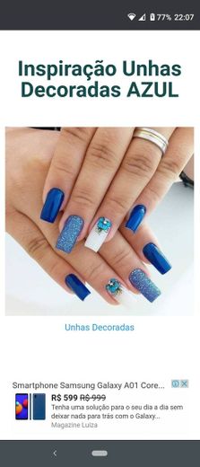 Unhas de decoradas em azul