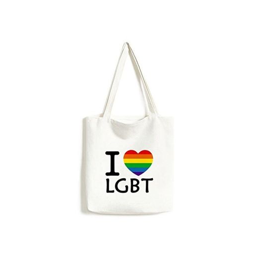 Arco iris Gay lésbico LGBT transgénero bisexuals apoyo I Love LGBT bandera ilustración diseño de moda bolsa de lona medio bolso de gran capacidad bolsas de la compra