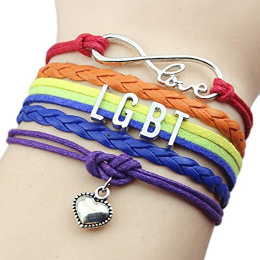 JJZHY LGBT Gay Lesbian Multilayer Weave Color Pulsera Rainbow Amistad