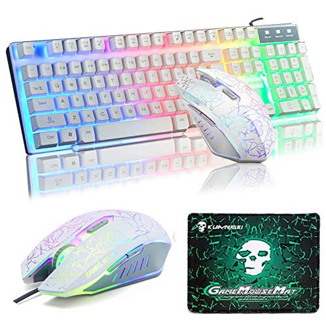 Lugar UrChoiceLtd Teclado Ratón Teclado Arcoiris Arcoiris Backlit Teclado USB