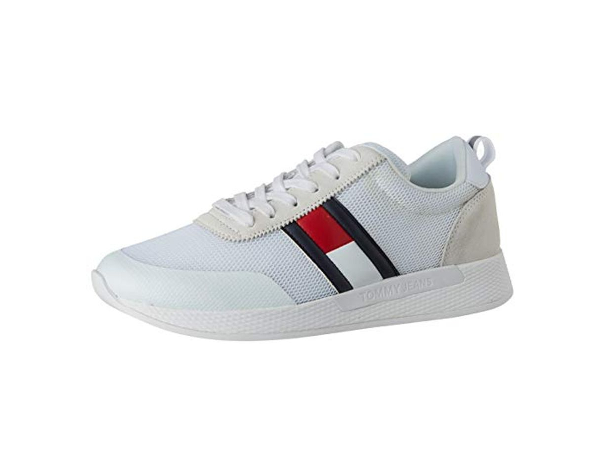 Moda Tommy Hilfiger Flexi Tommy Jeans Flag Sneaker, Zapatillas Hombre, Blanco