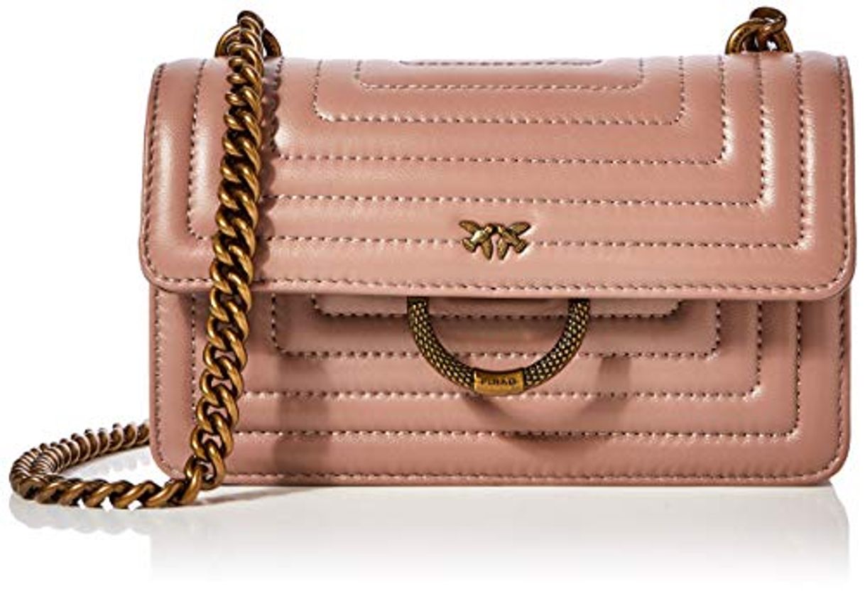 Fashion Pinko New Mini Love Quilting, Bolsa de mensajero para Mujer, Marfil