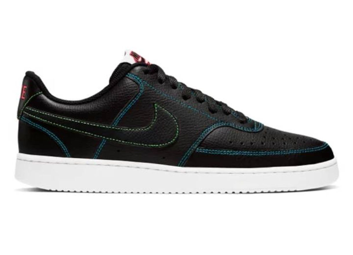 Moda Tênis Couro Nike Court Vision LO Masculino - Preto e verde

