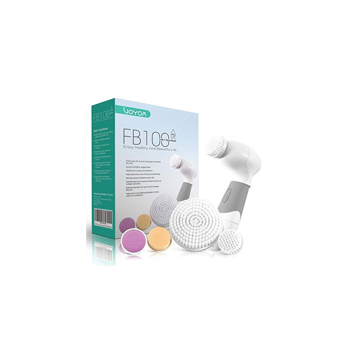 Social VOYOR 5-In-1 Limpiador Facial Electrico Cepillo Facial Limpieza Giratorio con 5 Cabezales