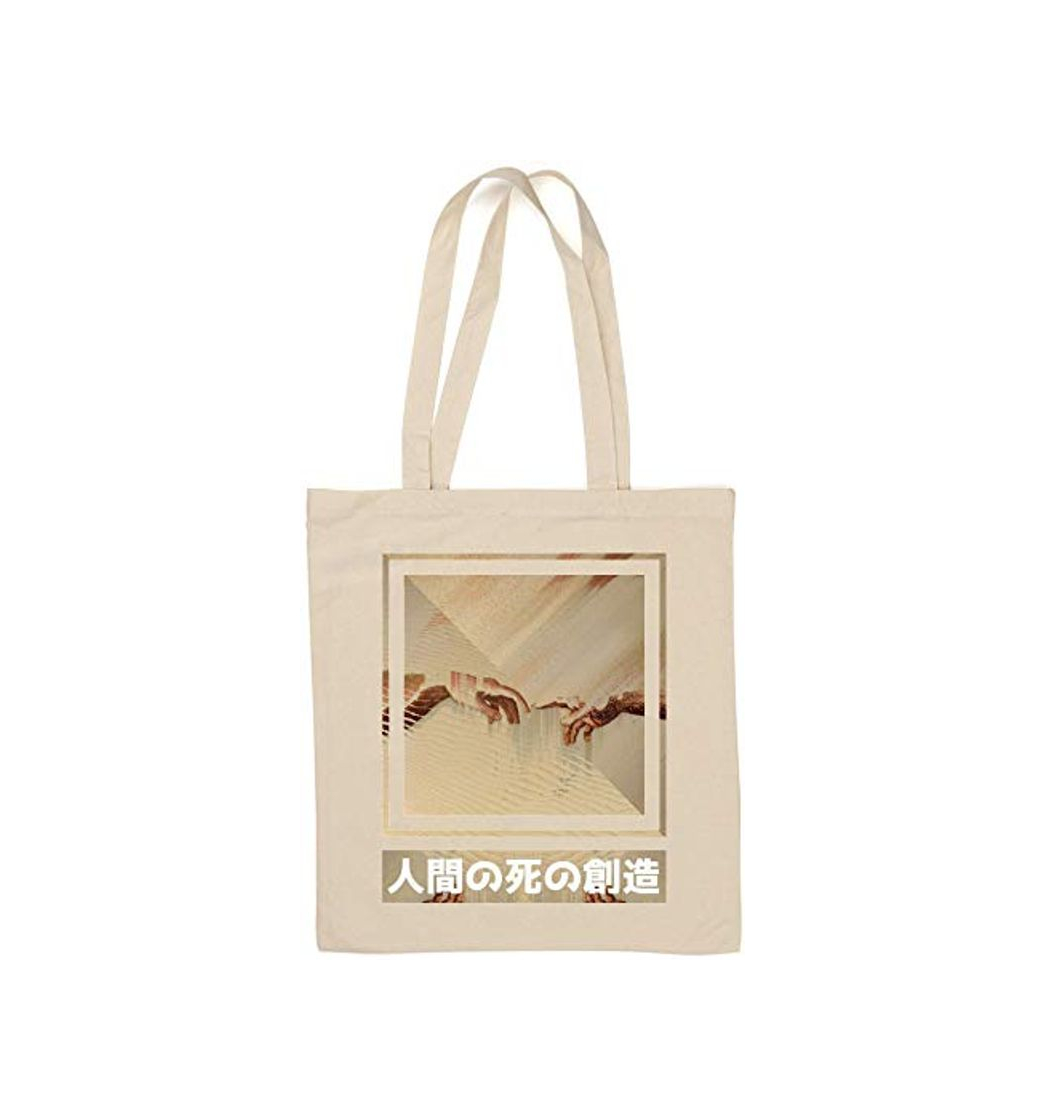 Moda Hand of God Vapowave Aesthetic Graphic Bolsa de algodón Natural