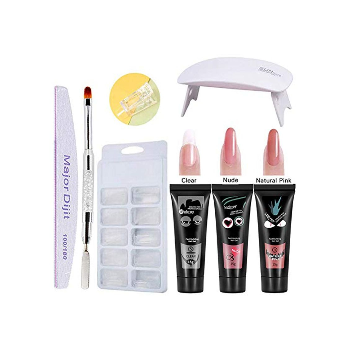Social Anself Gel 3 colores de manicura de secado rápido Lámpara de uñas UV Moldes de uñas Kit de extensión de uñas