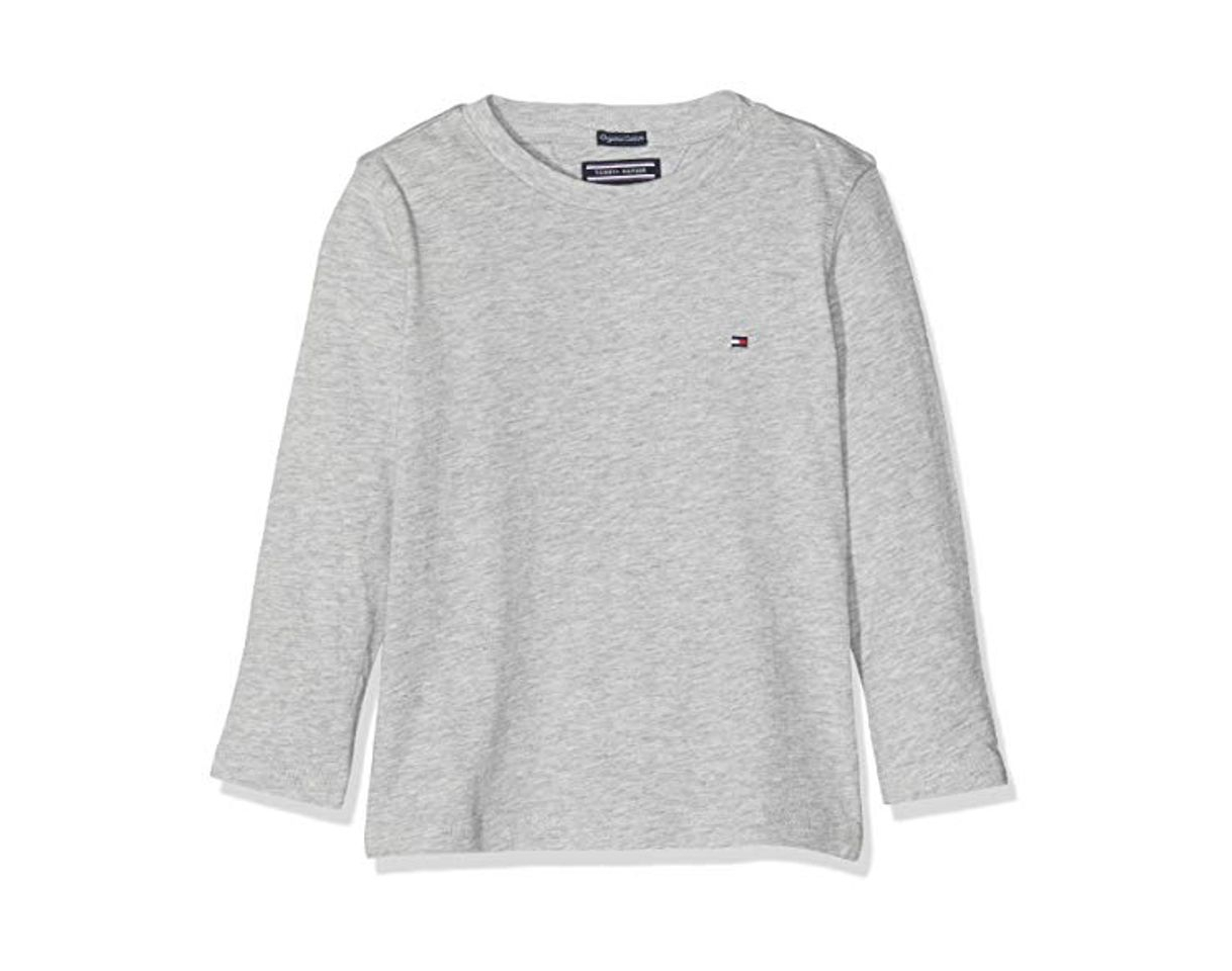 Moda Tommy Hilfiger Boys Basic Cn Knit L/s Camiseta, Gris