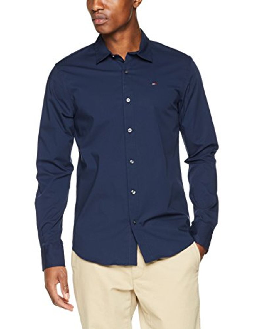 Moda Tommy Jeans Original Stretch Camisa, Azul