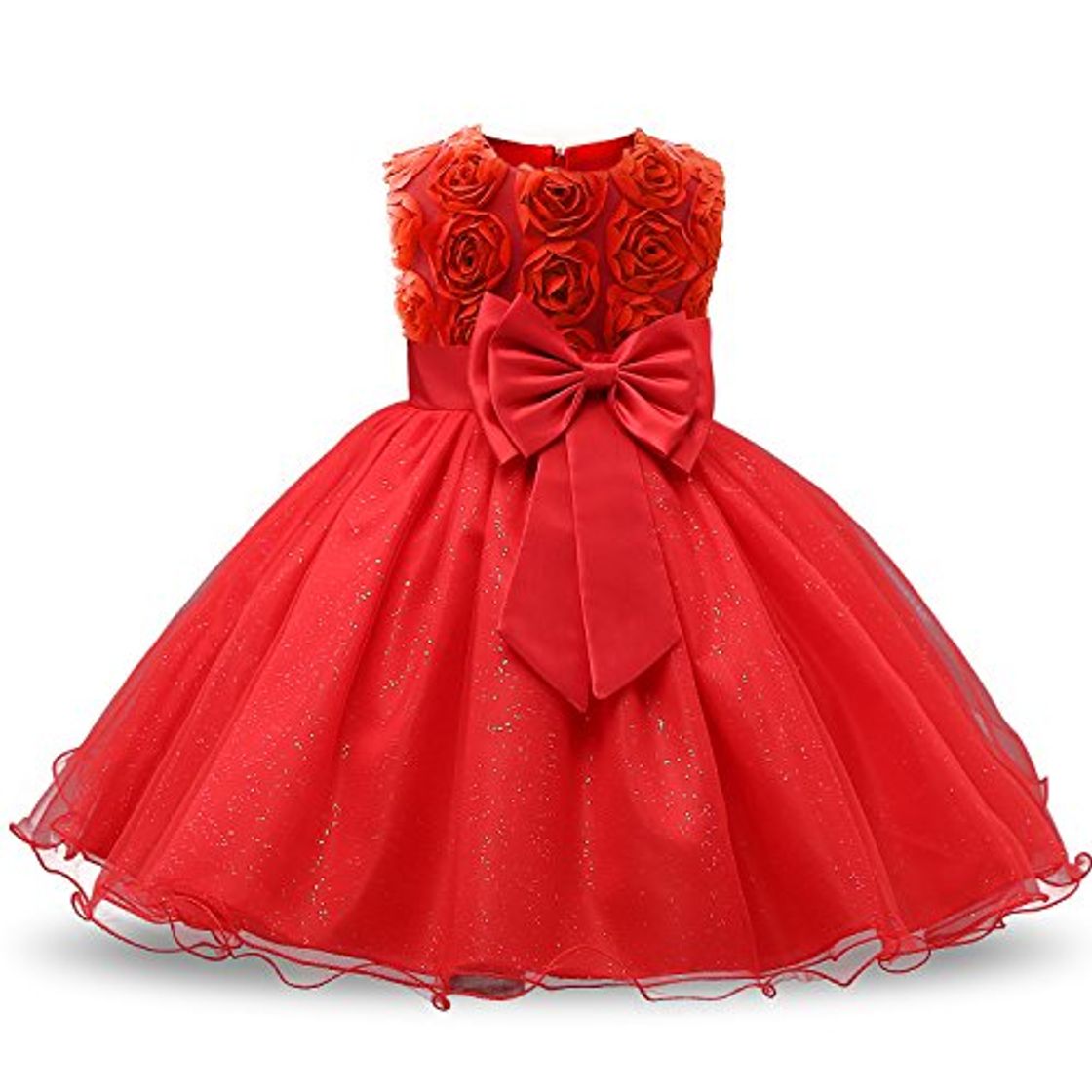 Fashion NNJXD Vestido de Fiesta de Princesa con Encaje de Flor de 3D