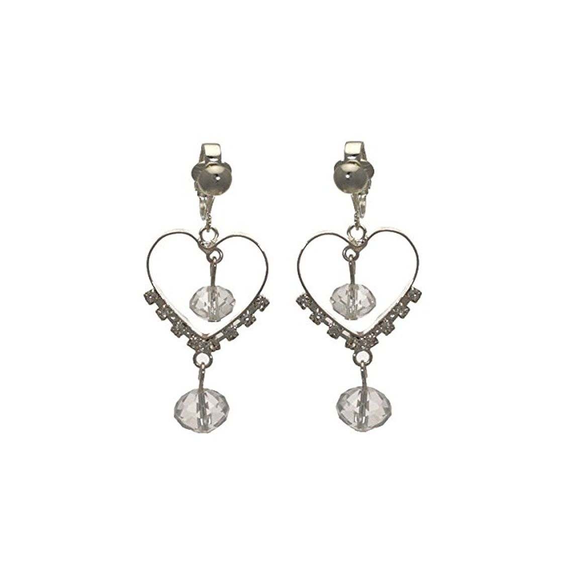 Moda Jovial Silver plated Clear Crystal Clip On Earrings