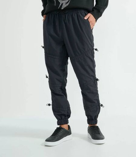 Calça jogger com amarrações preto