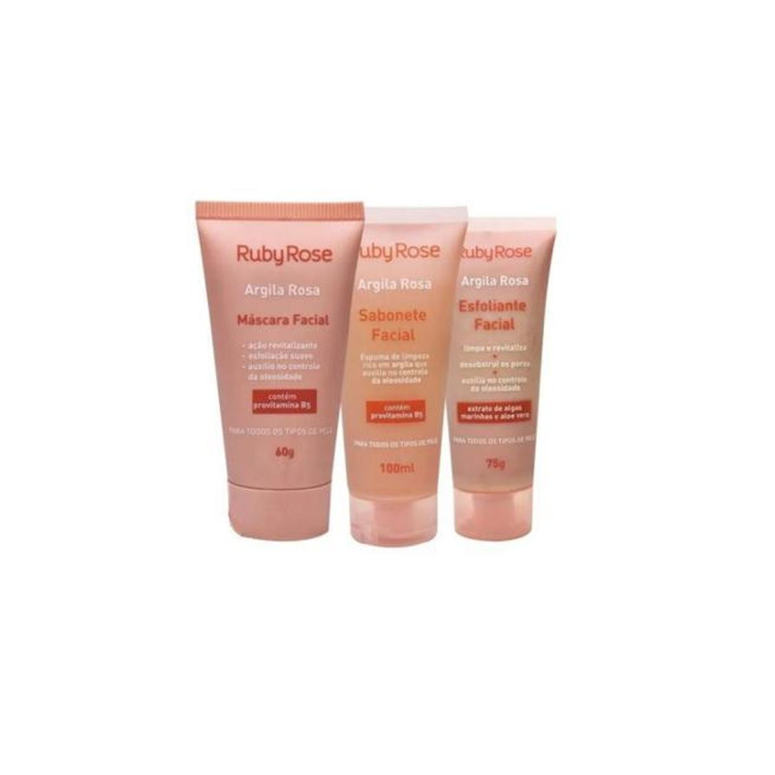 Product Kit facial argila rosa Ruby Rose trio