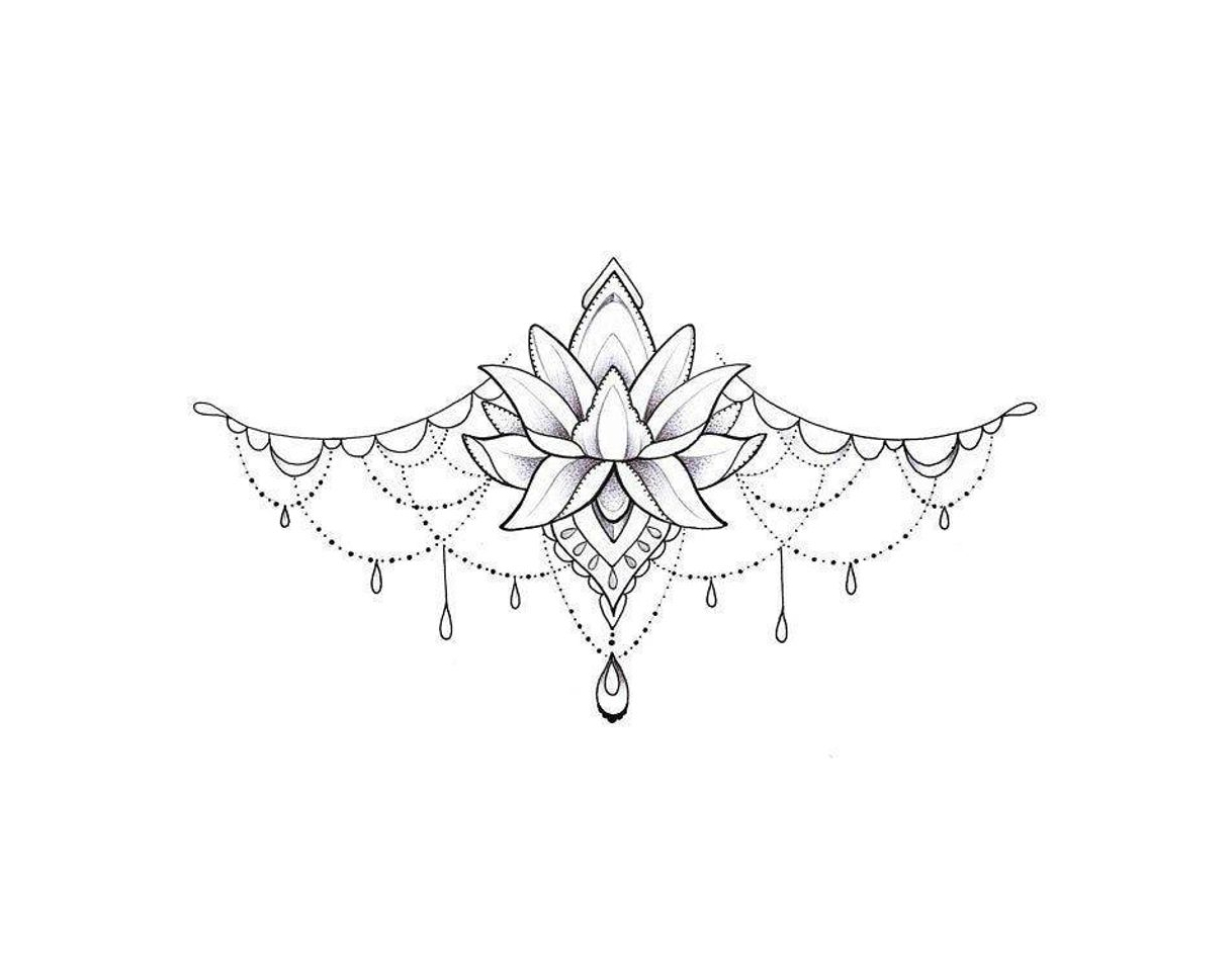 Social Tatto flor de lótus de baixo do peito 