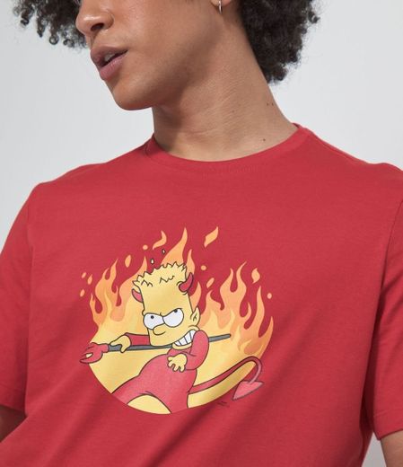 Camiseta com Estampa Bart Hallowen Vermelho