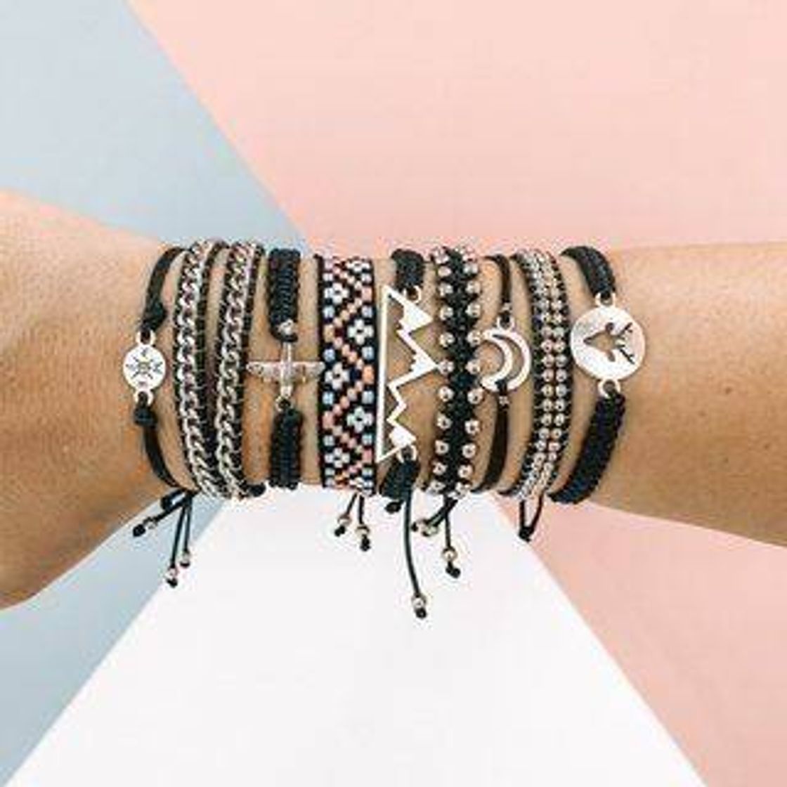 Fashion Mix pulseiras pretas 