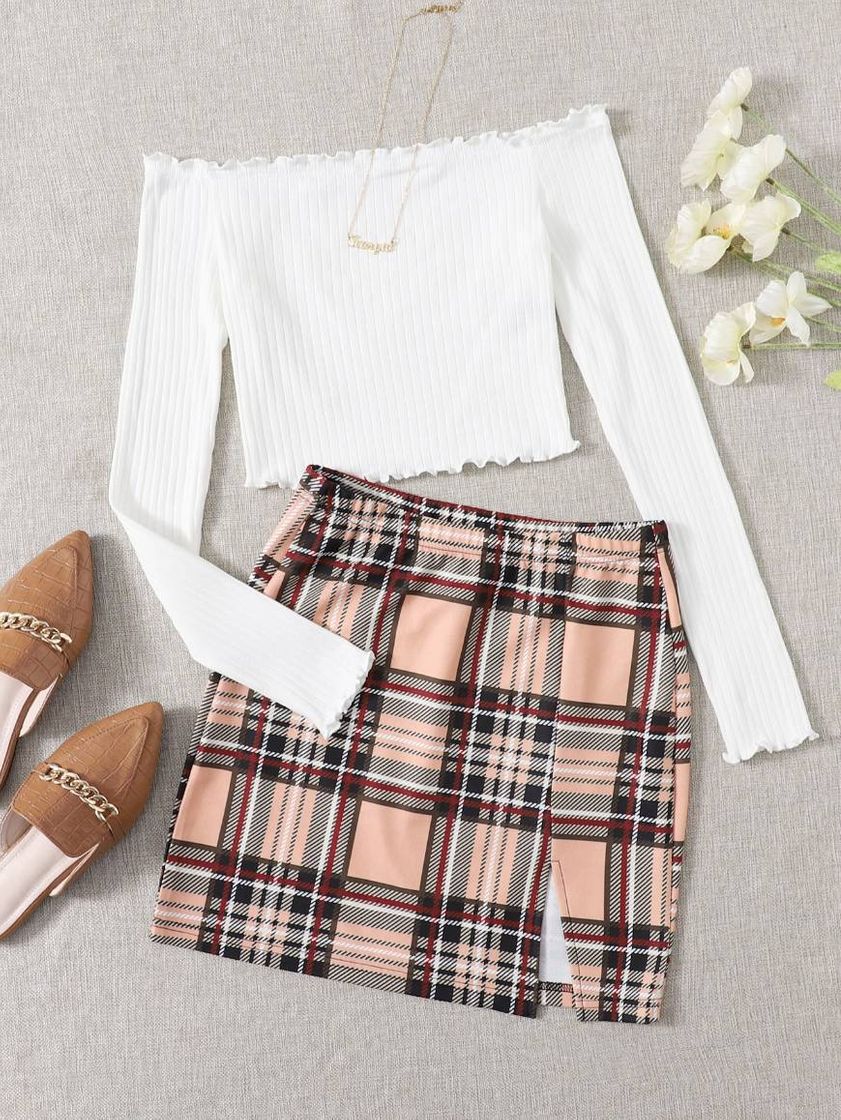 Social Conjunto de saia e blusa 