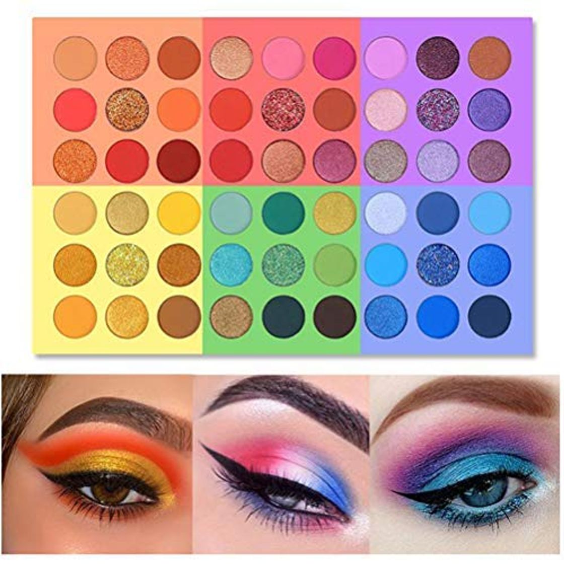 Fashion OUTEYE Paleta de Sombras de Ojos de 54 Colores Paleta de Maquillaje Mate con Brillo Brillante para Mujeres y niñas