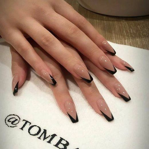black and nude french manicure