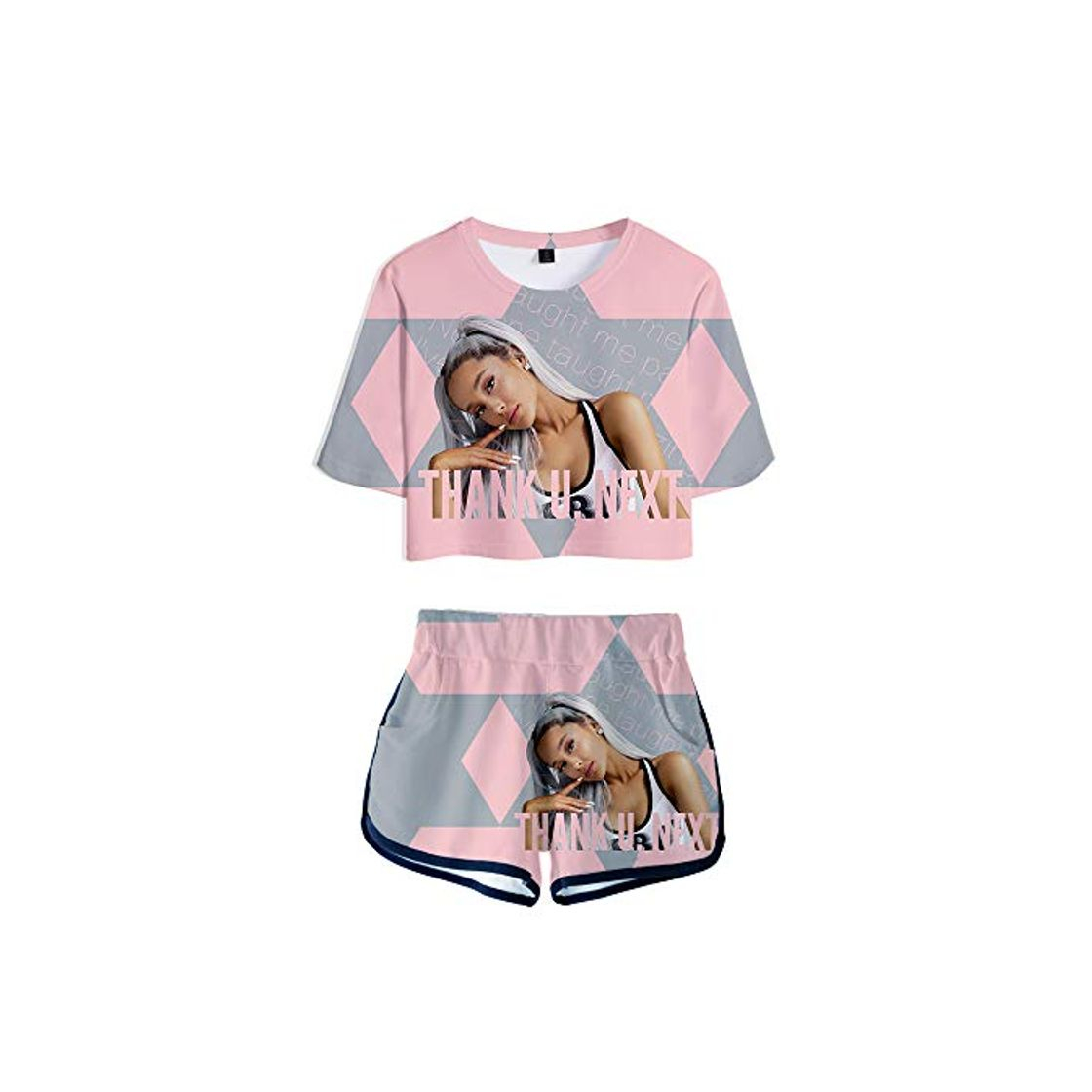 Moda Ropa De Mujer Verano Conjuntos Conjunto Niña Verano Traje Ariana Grande Impreso En 3D Camiseta Corta Shorts De Bolsillo con Cintura Elástica