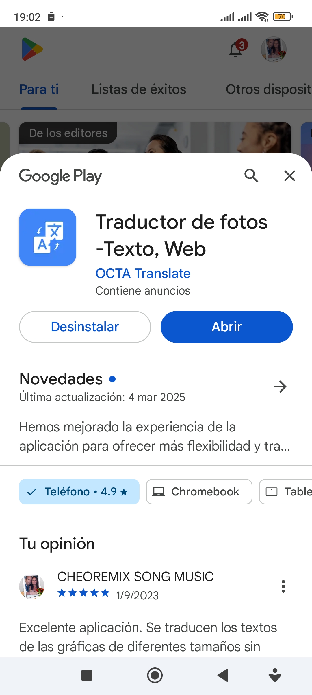 App TRADUCTOR DE FOTOS Y TEXTO