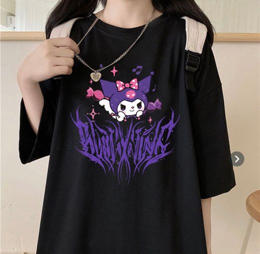 Harajuku cartoon estampa manga kuromi T- shirt