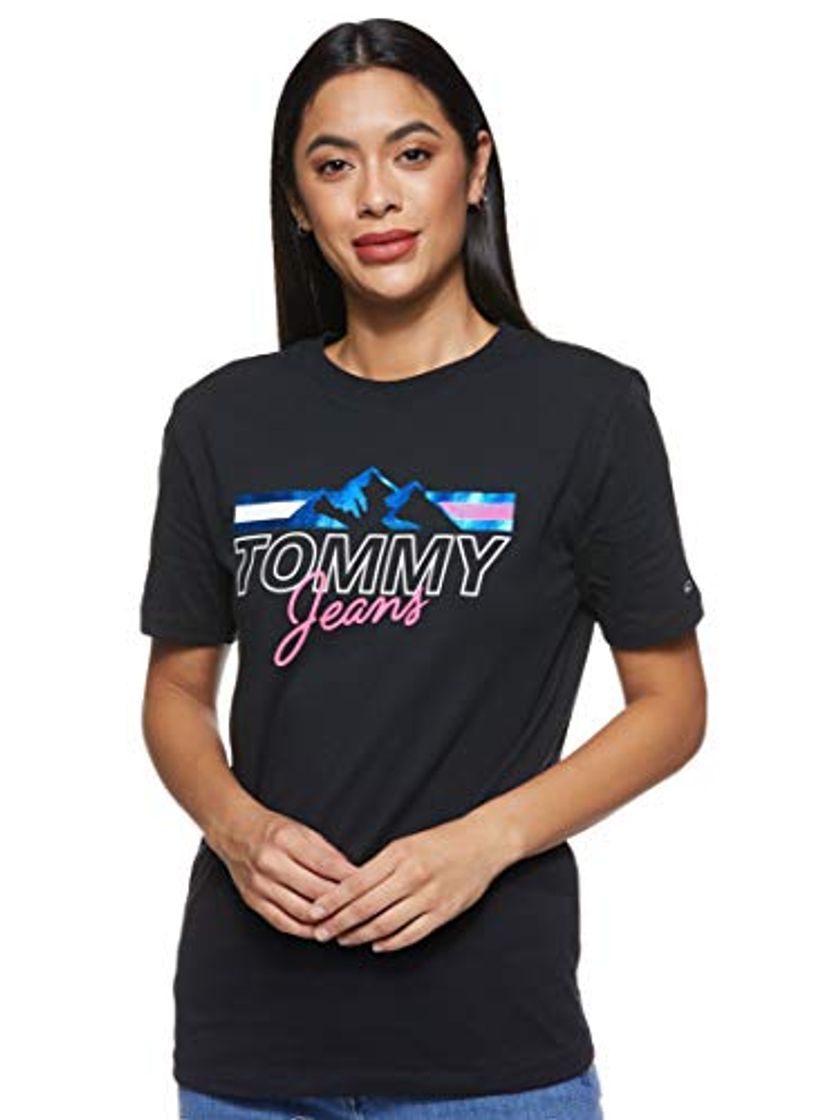 Moda Tommy Hilfiger Tjw Mountain Flag tee Camiseta, Negro