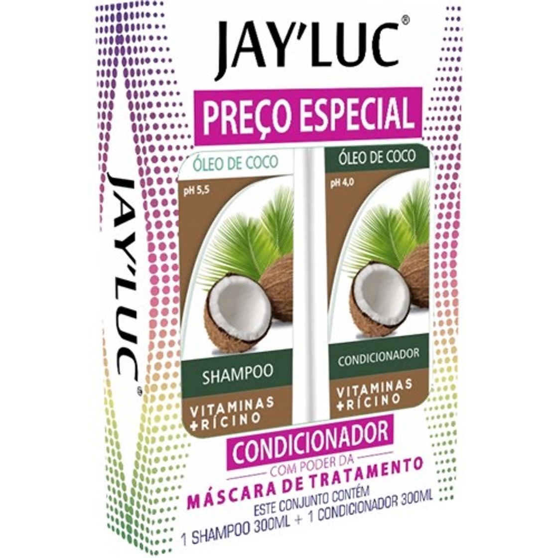 Moda  Shampoo 300 Ml e Condicionador Óleo de Coco Jayluc ...