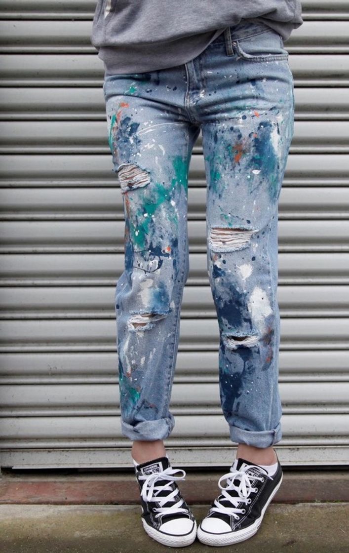 Moda calça pintada