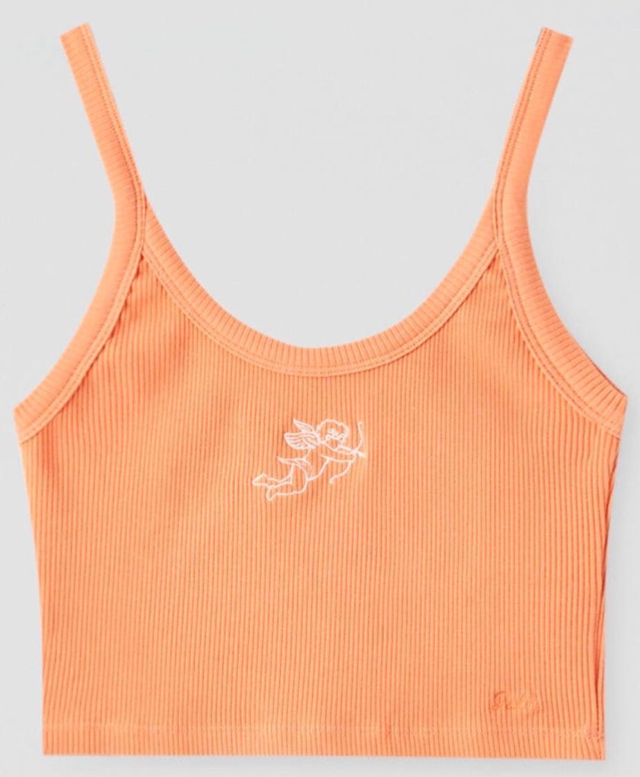 Fashion Top bordado alas naranja Pull&bear