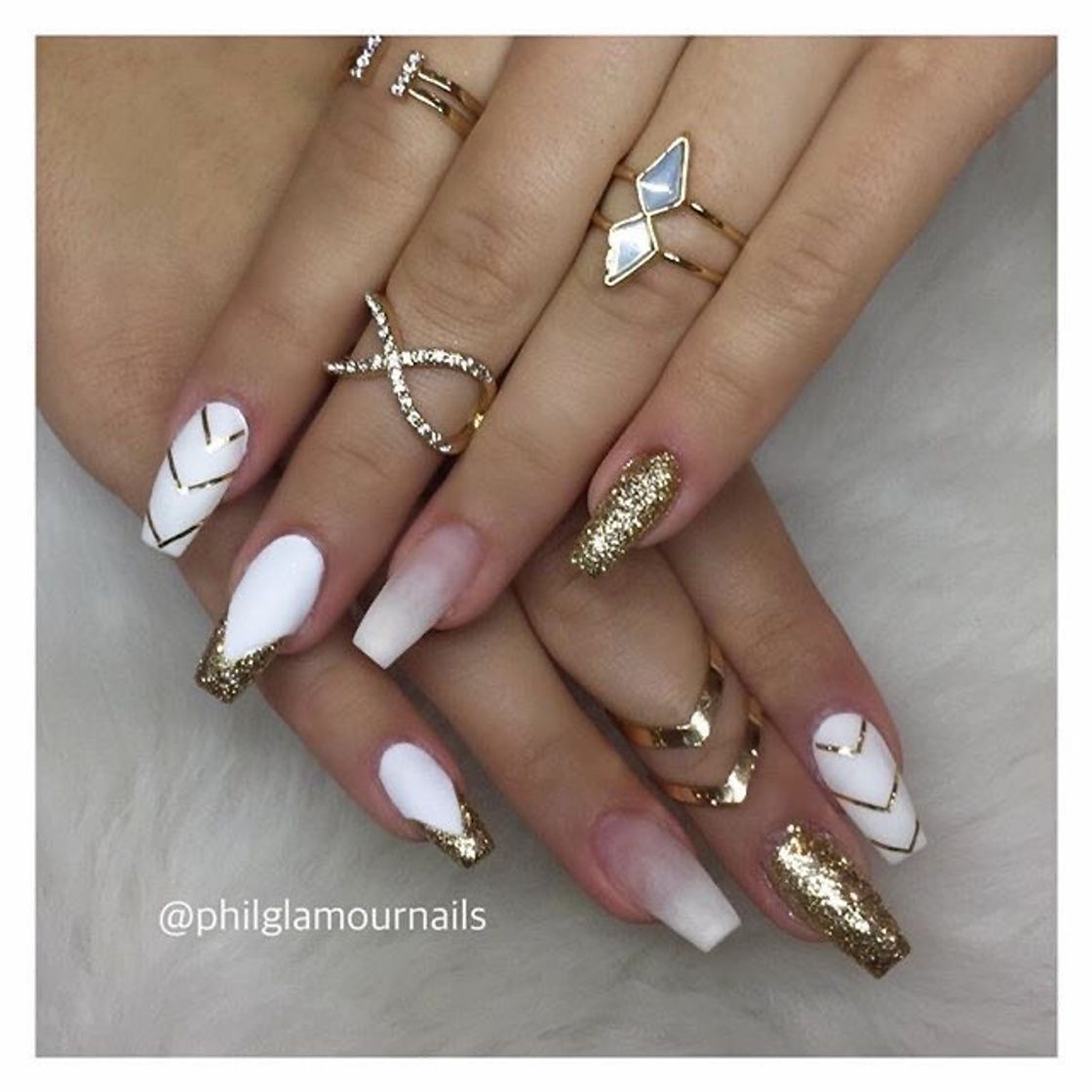 Fashion gold and white