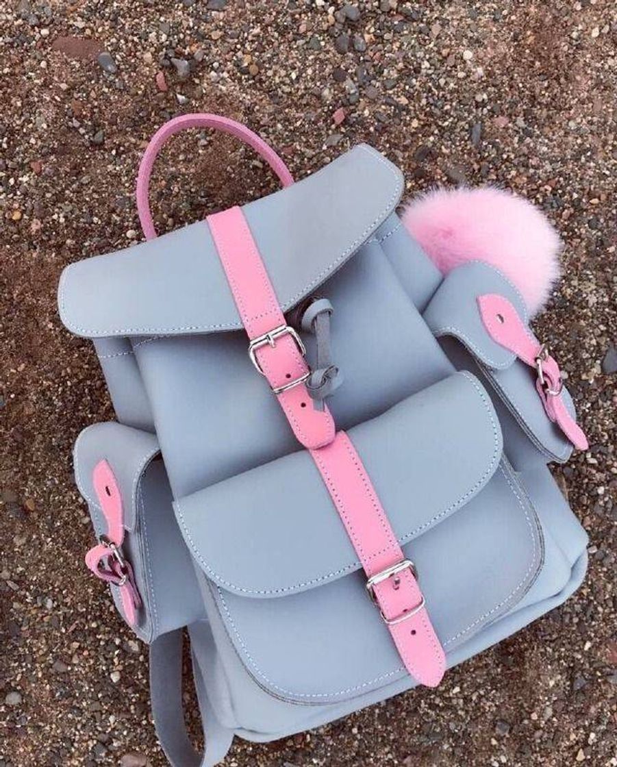 Moda Mochila grafea Gray e pink