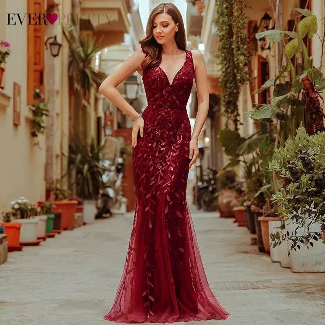 Moda Vestido vermelho bergona Aliexpress ❤️