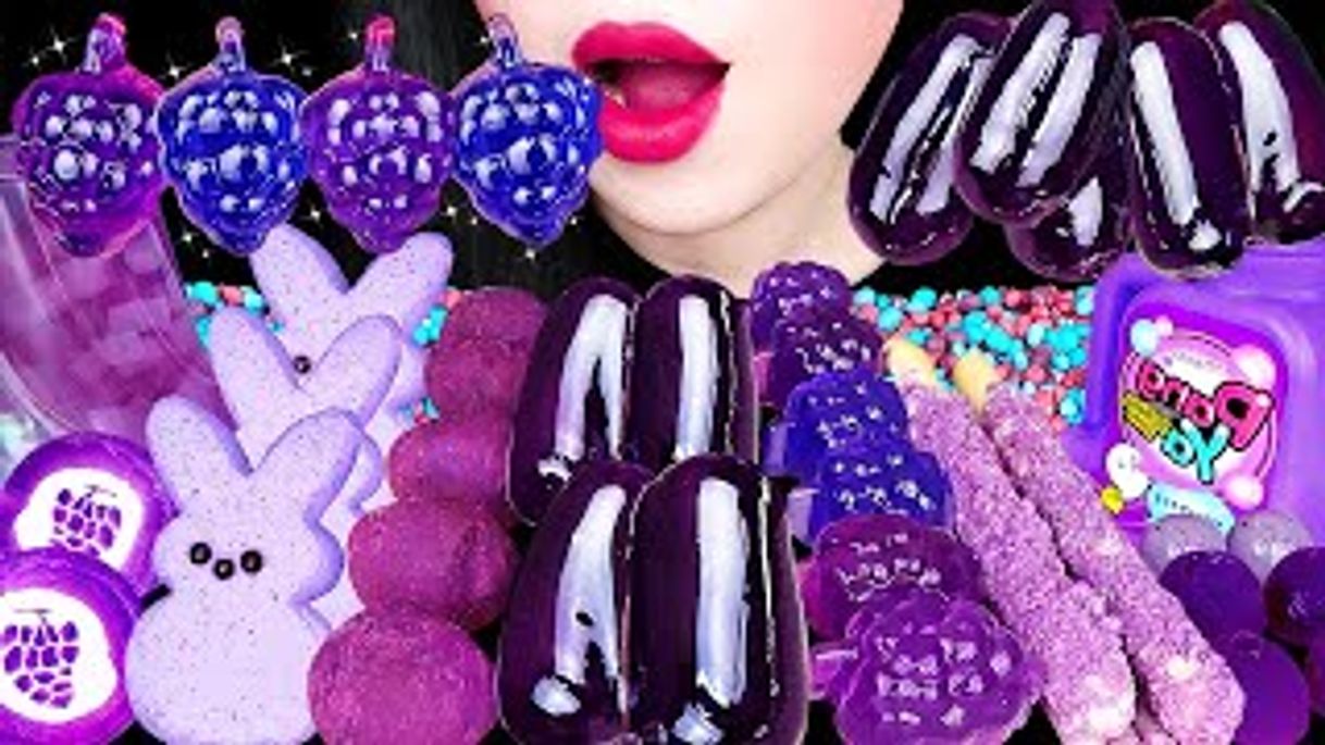 Fashion ASMR PURPLE DESSERTS *GRAPE JELLY, BUBBLE GUM ...