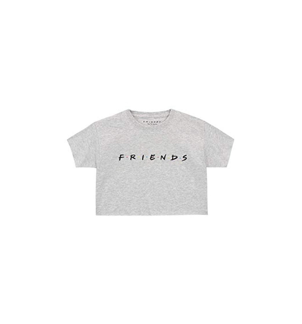 Social Friends Camiseta de Crop de Manga Corta para Niñas Gris 12-13 Años