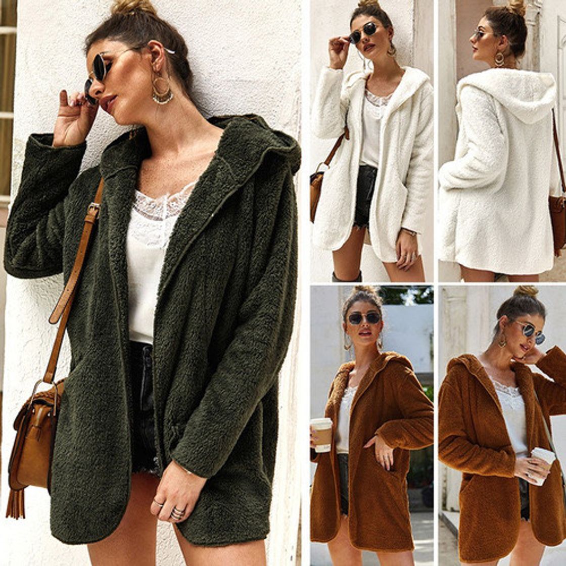 Fashion Moda Feminina Inverno Fofo Casaco Com Capuz Grosso Casaco