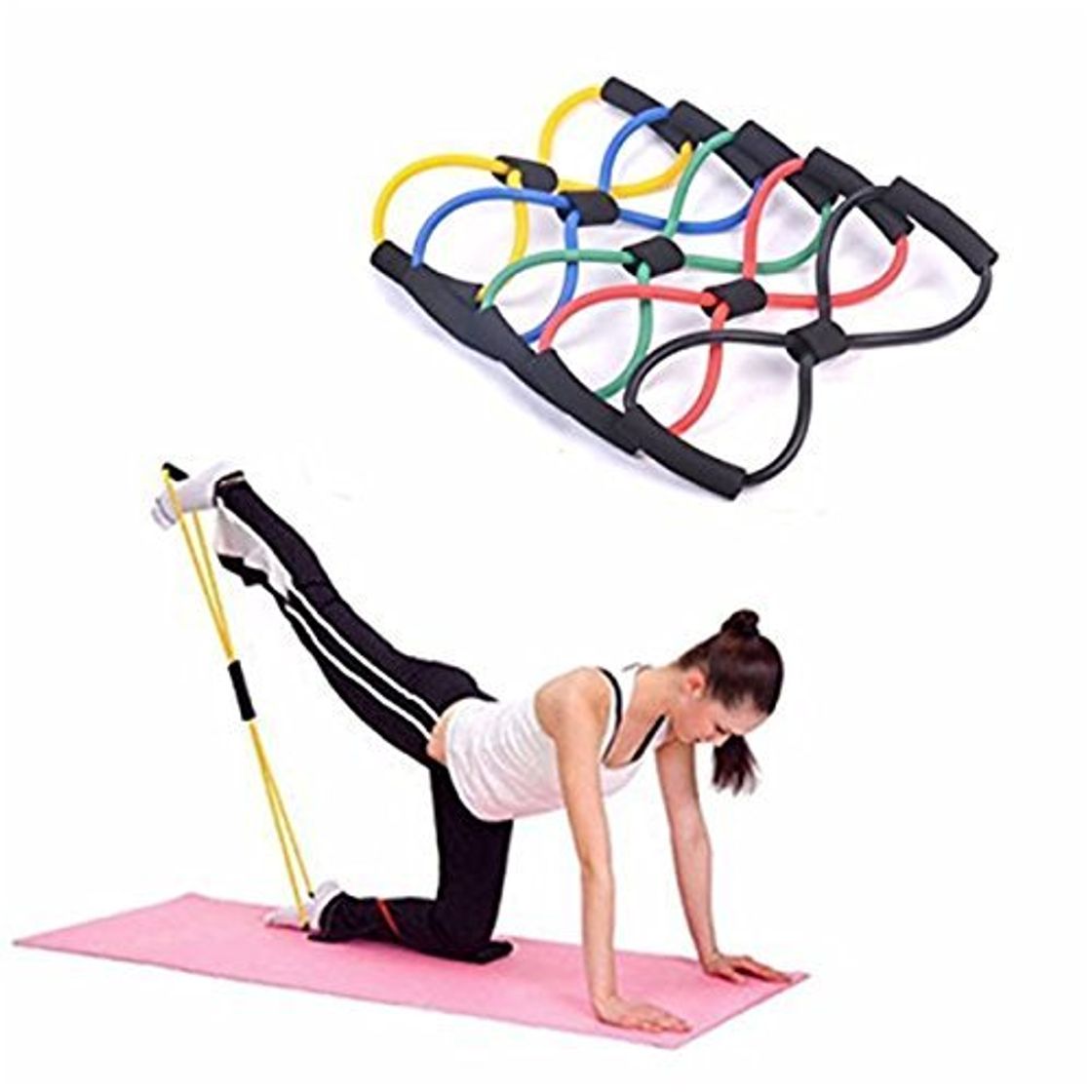 Fitness Cuerda Banda Elástica Tubo Tipo 8 para Gimnasio Entrenamiento Rehabilitación Yoga Pilates