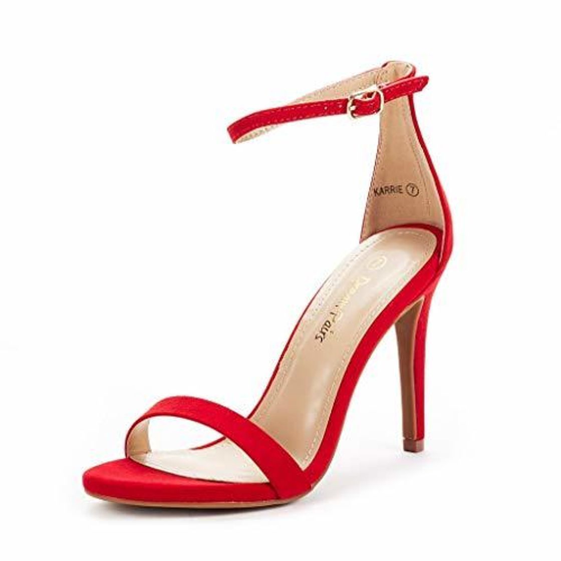 Social DREAM PAIRS Karrie Sandalias de Tacón Alto Aguja Ante para Mujer Rojo
