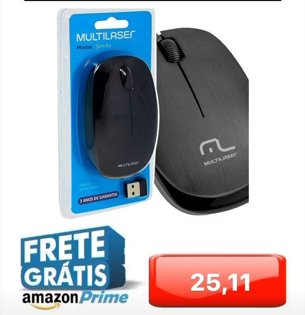 Moda Multilaser MO251 - Mouse Sem Fio 2.4 Ghz 1200 DPI Usb, Preto