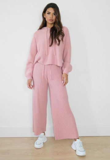 Premium Rose Knitted Culotte Pants